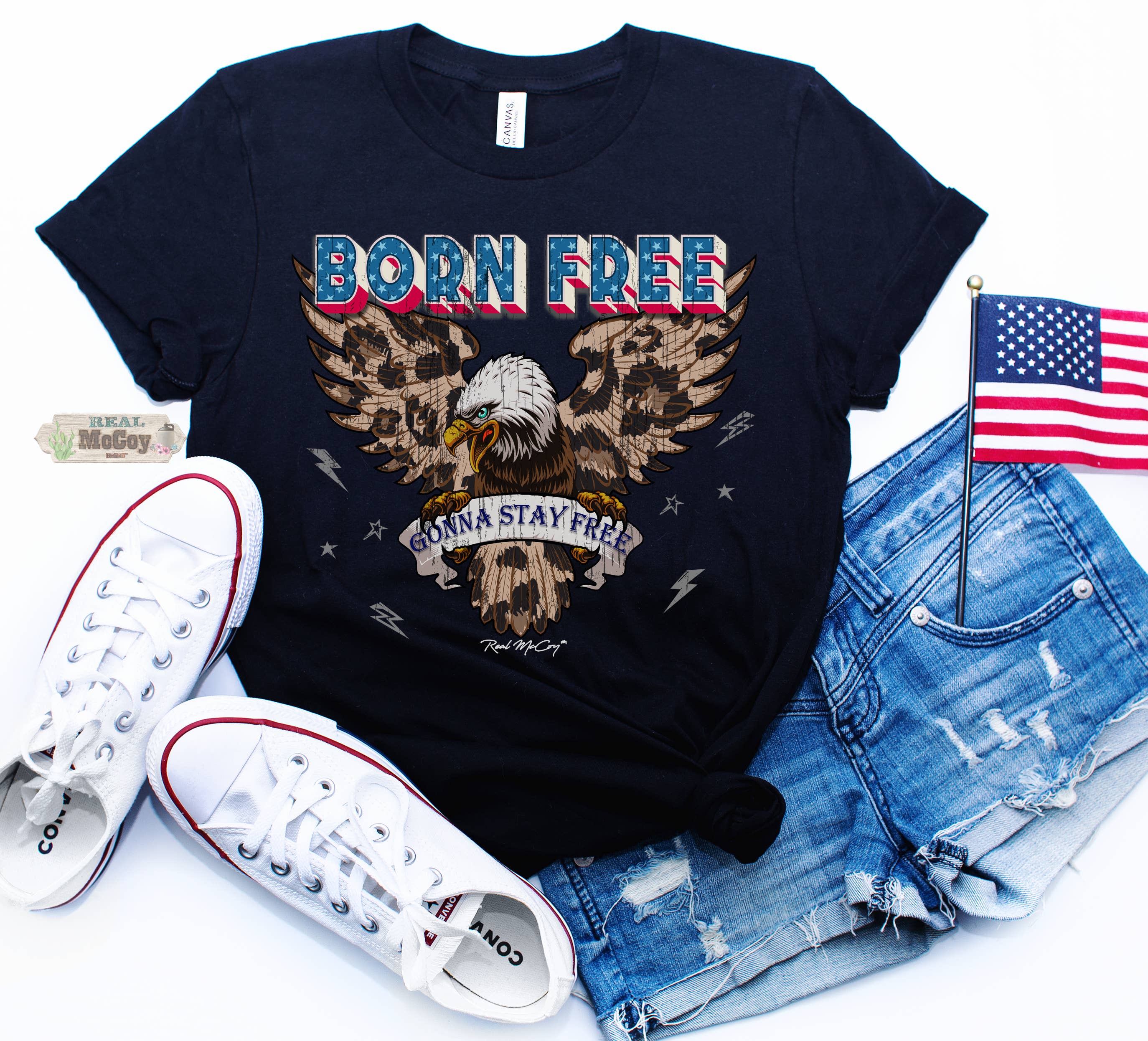 Real McCoy Mercantile, LLC - Wholesale T-Shirt (Graphic) - Women's - Born Free Tee (Several Tee Options)