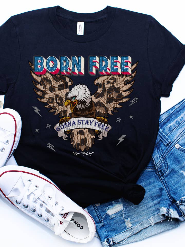Real McCoy Mercantile, LLC - Wholesale T-Shirt (Graphic) - Women's - Born Free Tee (Several Tee Options)0