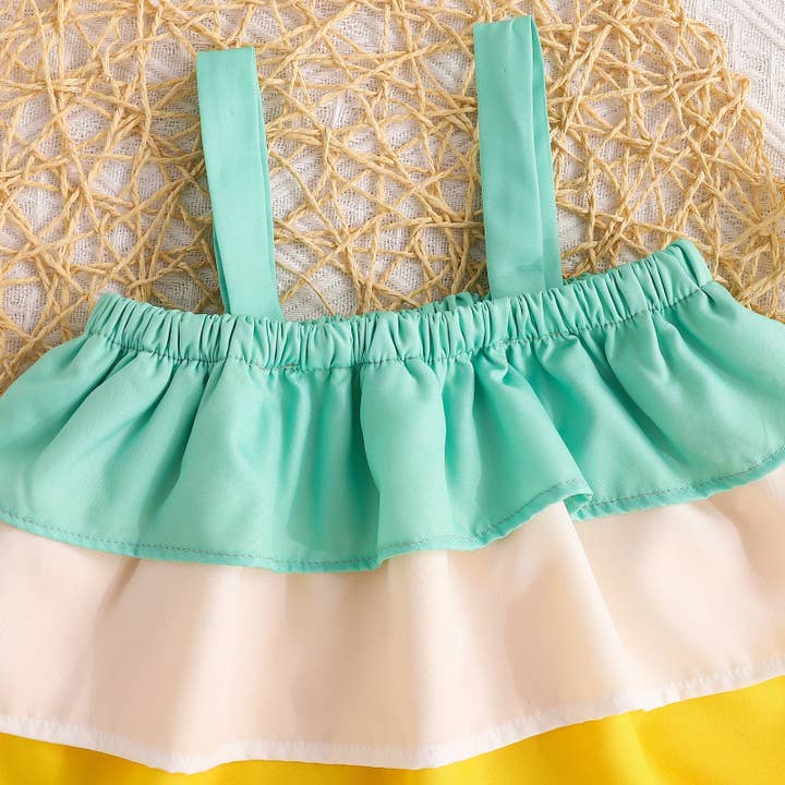 green 9M-4Y Toddler Girls Camisole Tops Tropical Botanical Print Shorts Two Piece Set Wholesale Girls Clothes V3824042400174 for wholesale on Faire