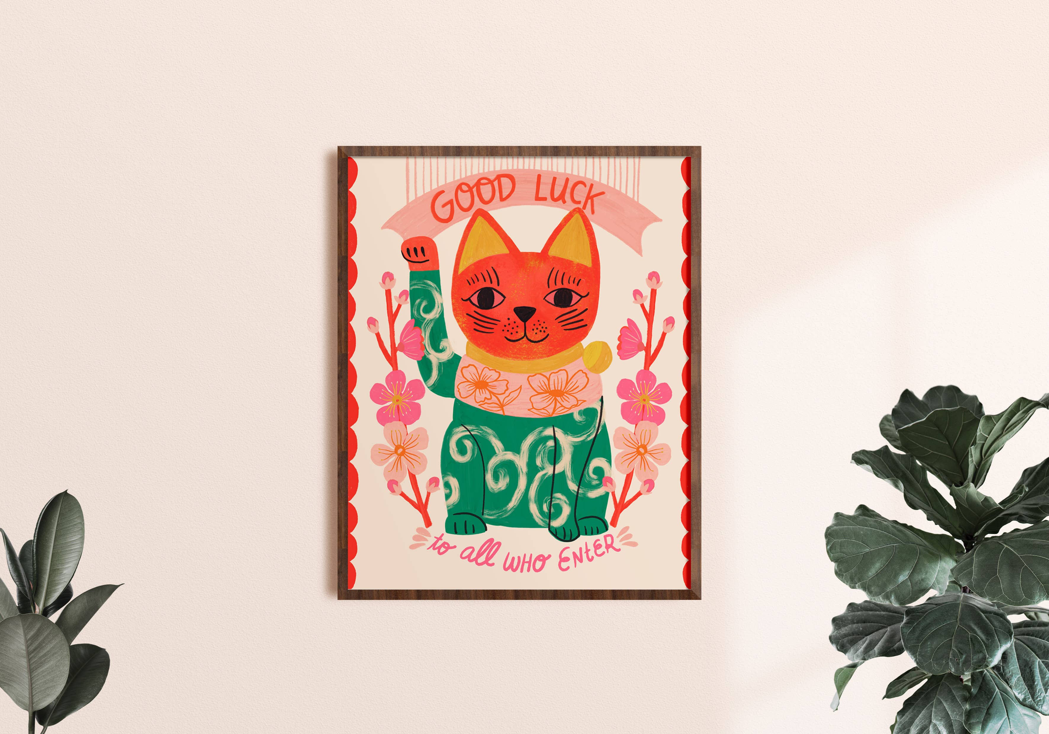 Dream Folk Studio - Wholesale Art Print - Lucky Cat Art Print - Maneki Neko - Japanese Cat