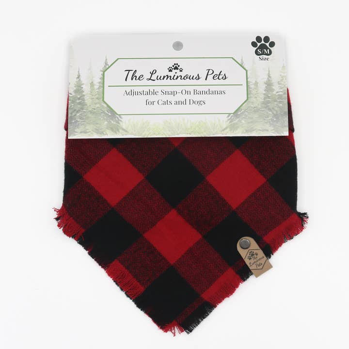 The Luminous Pets - Wholesale Pet Bandana - Dog - Buffalo Plaid Bandana | Cat & Dog Bandana | Adjustable Snaps