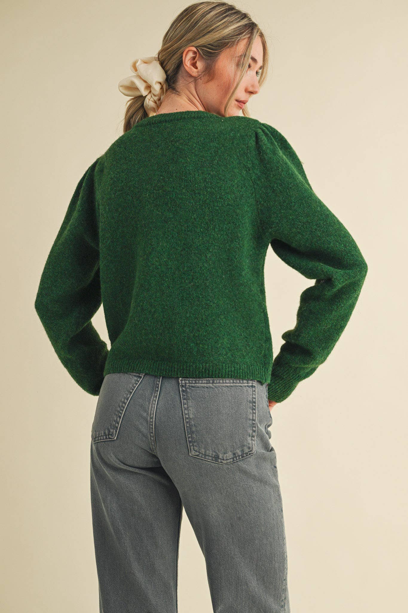 &MERCI - Wholesale Cardigan - Women's - LONG PUFF SLEEVE SWEATER CARDIGAN MSW1101841