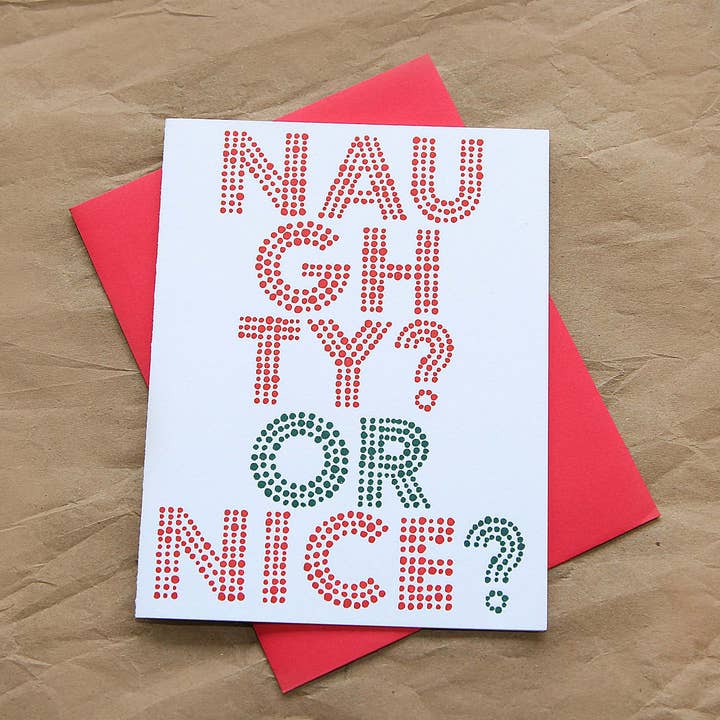 Naughty Or Nice Card - Doos van 6 voor wholesale door Sky of Blue Cards