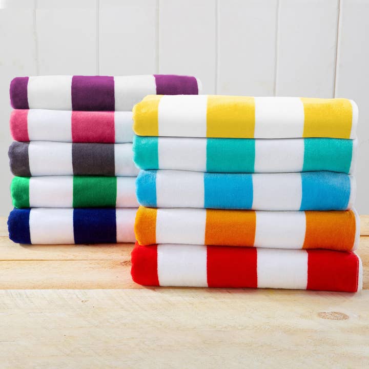 BH Collective - Wholesale Beach Towel - Cotton Velour Cabana Stripe Beach Towel - Novia Collection
