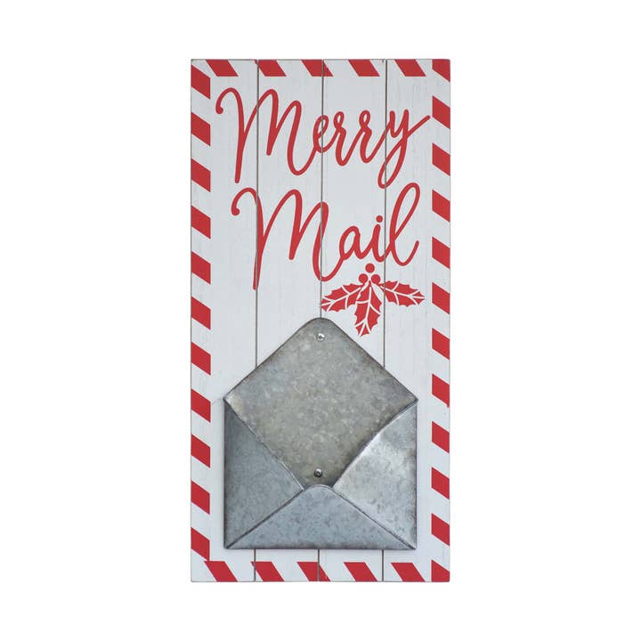Paris Loft Inc - Wholesale Christmas Decoration - Merry Mail Wood and Metal Christmas Mail Holder
