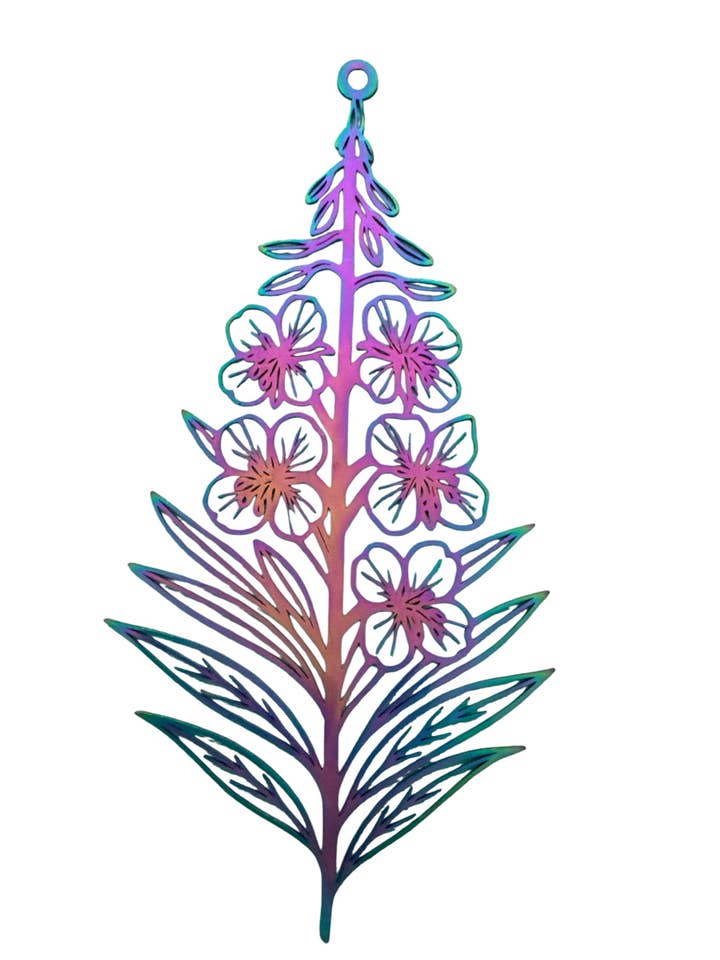 Fireweed Floral Metal Ornament for wholesale by Alaska Life Designs LLC