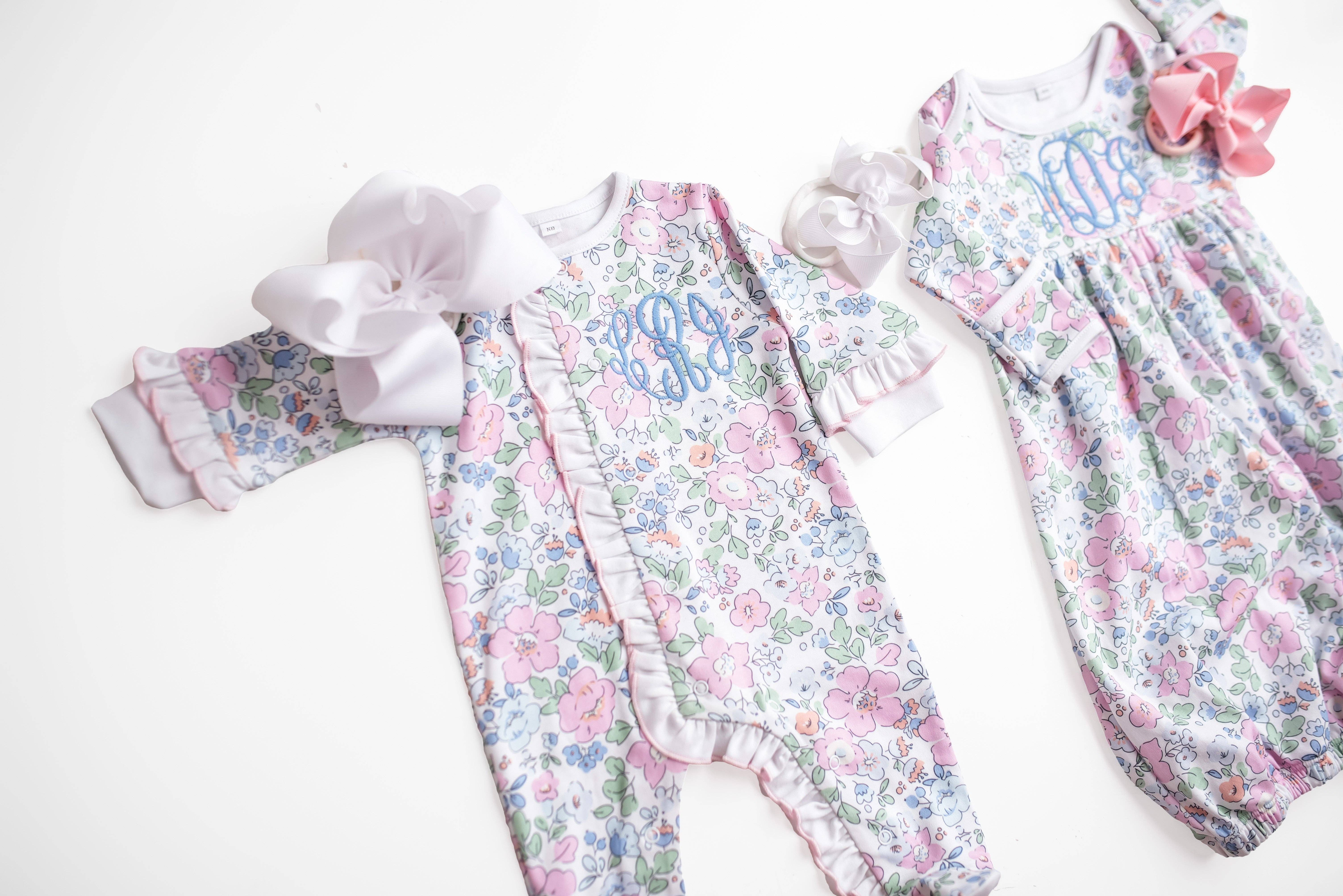 SK Blanks - Wholesale Jumpsuit - Baby - Floral Footie or Gown1