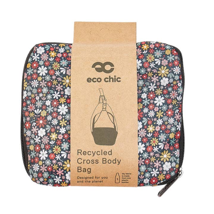 Black Eco Chic Lightweight Foldable Crossbody Bag Ditsy for wholesale on Faire