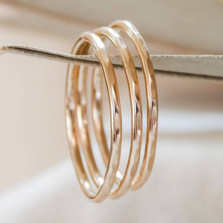 Thin Hammered Band Stacking Ring for wholesale by Barberry & Lace Handmade Jewelry