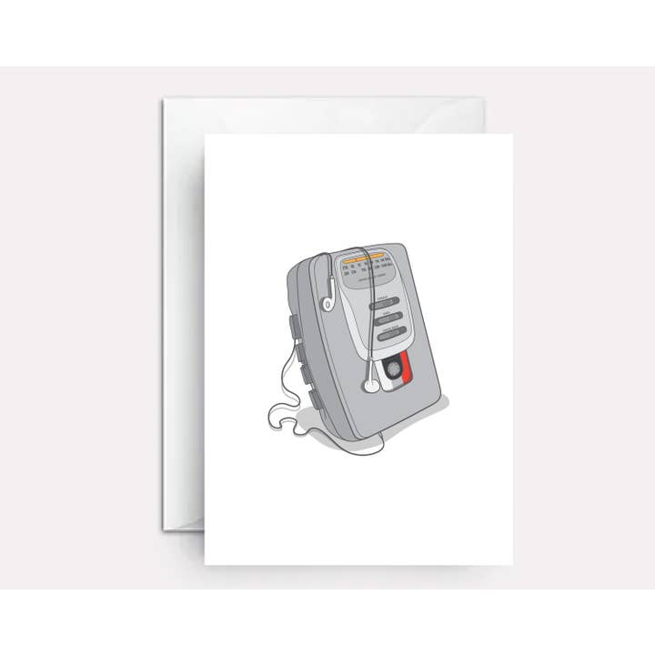 Cassette player birthday card for wholesale by Paper Bound Greetings