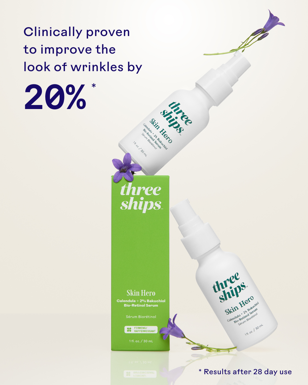 Three Ships (No Duties | Ships from US/CA | USMCA Compliant) - Wholesale Facial Serum/Concentrate - SkinHero™ Calendula + 2% Bakuchiol Bio-Retinol Serum2