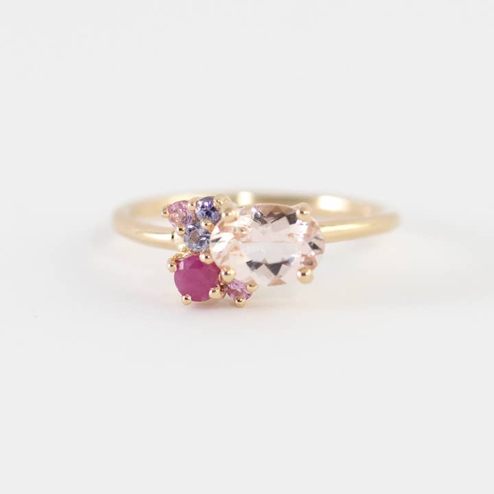 Minette - Wholesale Multi-Stone Ring - Lola Morganite Cluster Band2