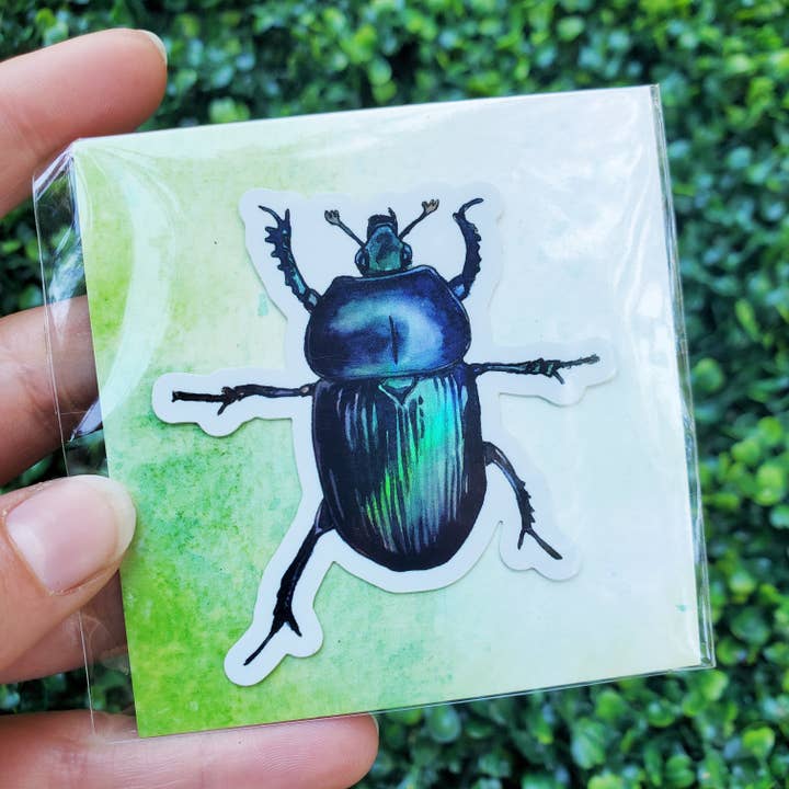 Art by Trisha Hall - Wholesale Sticker - Scarab Beetle Holographic Sticker4