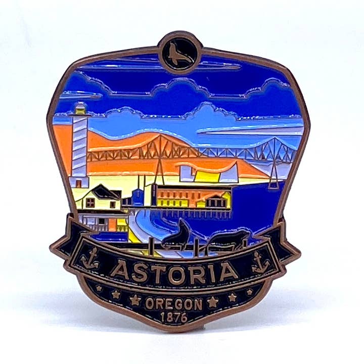 Astoria Oregon - Enamel Magnet for wholesale by Landmarks Unlimited