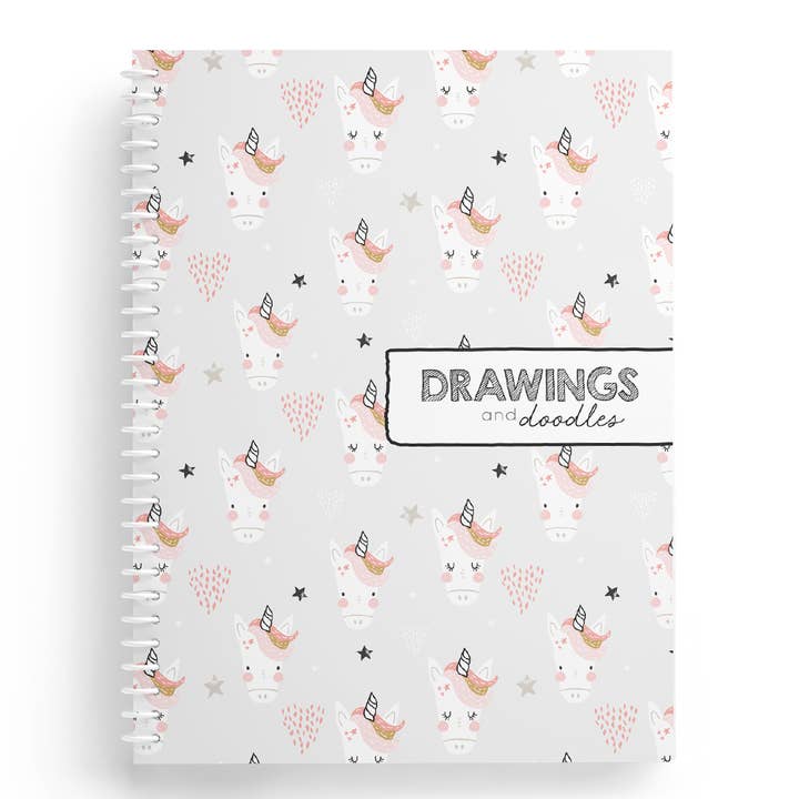 Unicorn Print Sketchbook | 8.5 x 11 Size | 50 Blank Pages for wholesale by Two Giggles