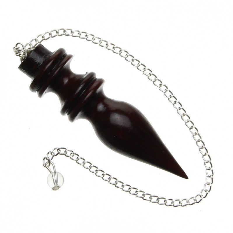 UniArt – Großhandel Spiritueller Stein/Kristall – Ägyptischer Pendel aus Holz in Mahagonitönen, handgefertigt0