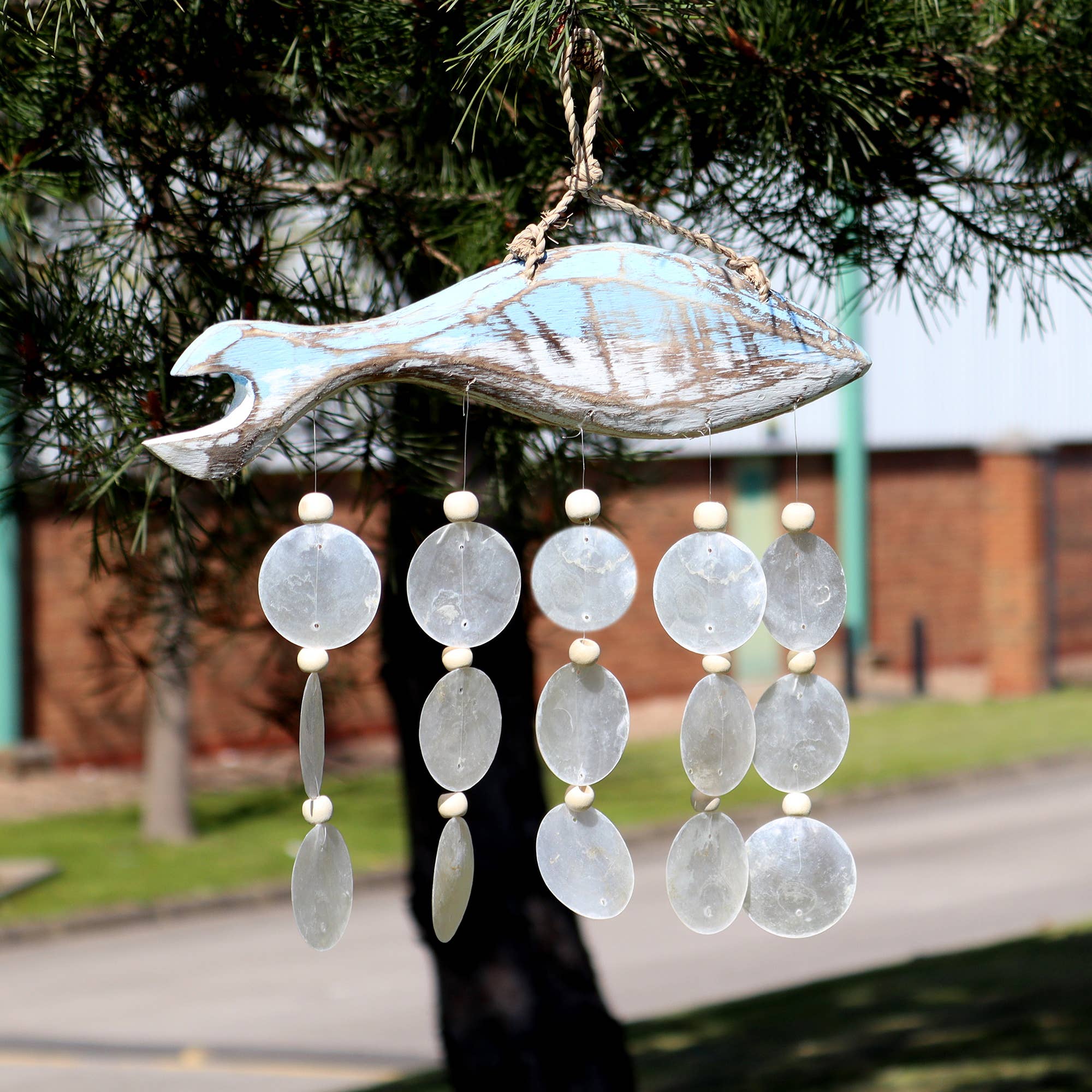 AW Artisan - Wholesale Mobile - Fish Chime in Washed Blue and Natural Drop2