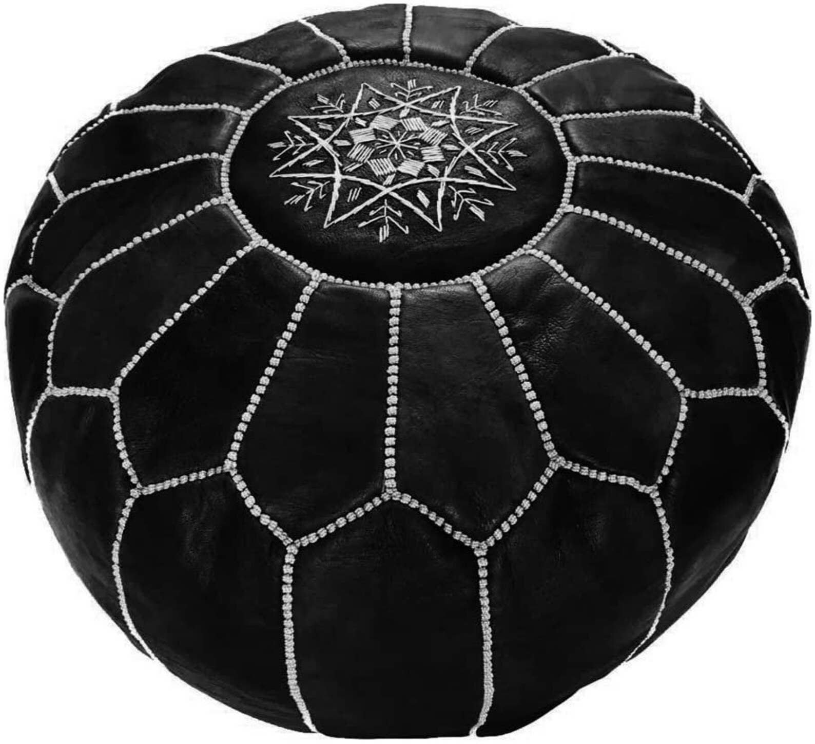 DarKech – Pufe por atacado – Puff otomano de couro marroquino feito à mão, banqueta para pés redonda7