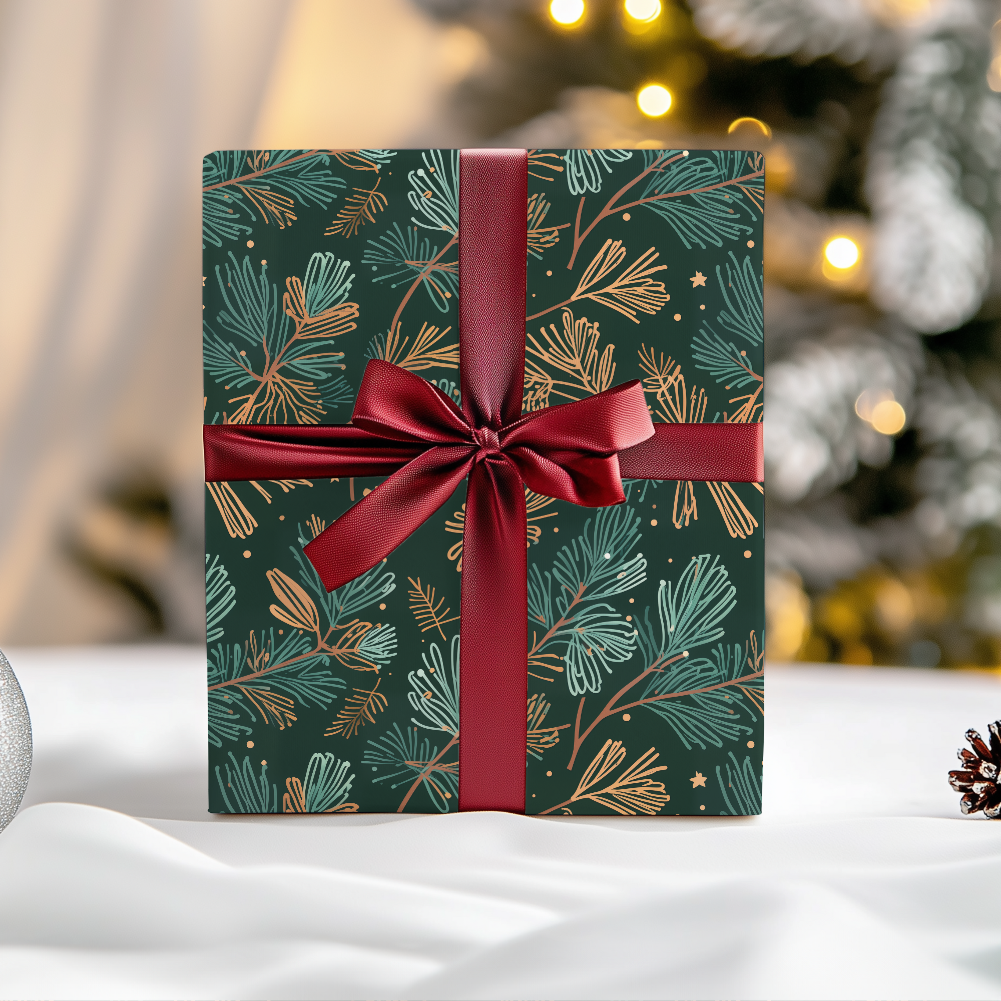 Lokipawz - Wholesale Flat Wrap - Evergreen Whimsy – Forest Pine Holiday Wrapping Paper3
