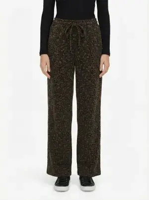 Mimi & Gogo - Wholesale Pants - Women's - Wide Leopard Velvet Pants @46221_PaLLeo4