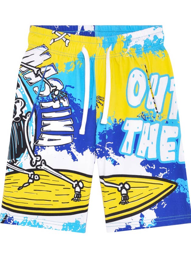 Niño | Escuela de Surf Bermuda Color Turquesa 100% Algodón con Estampado "Out There Mas Fina" para venta al por mayor de Scorpion Bay