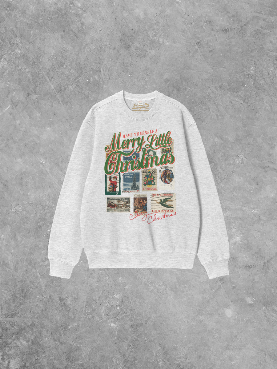The Clandestine Underground - Wholesale Grafisch sweatshirt - Uniseks - Fijne Kerst, Stamps Boxy Cotton 90's Sweatshirt1