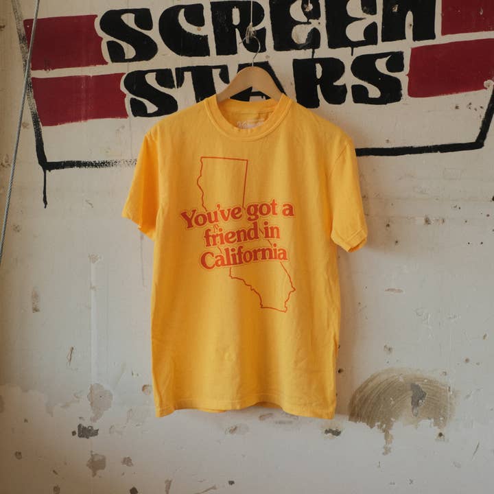 NORMAN ROSCOE - Wholesale Screen Printed T-Shirt - Unisex - You've Got A Friend In California T-Shirt (CA Touristee)1