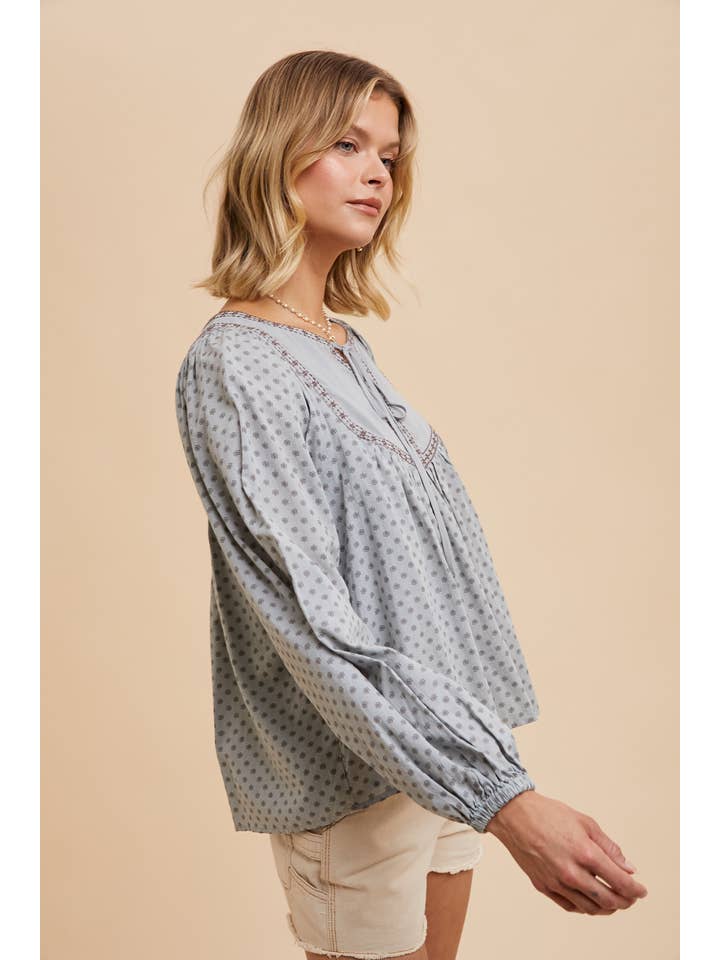 In Loom – Blusa - Mulher por atacado – Blusa campesina floral de mistura de algodão4