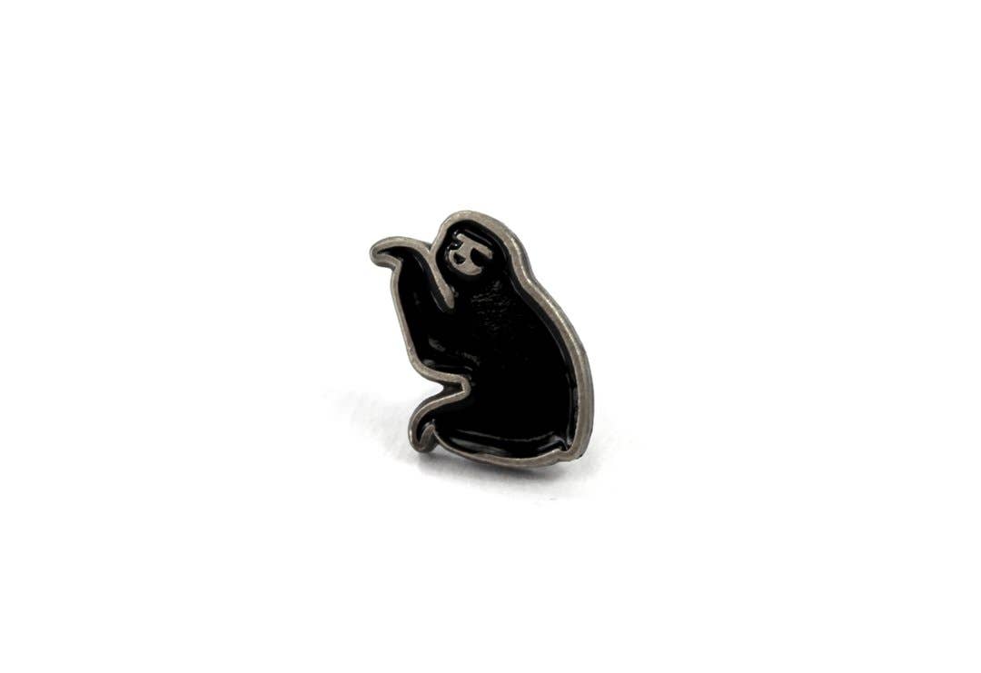Sloth Steady - Wholesale Lapel Pin/Button - The Black on Silver Mini Sloth Pin1