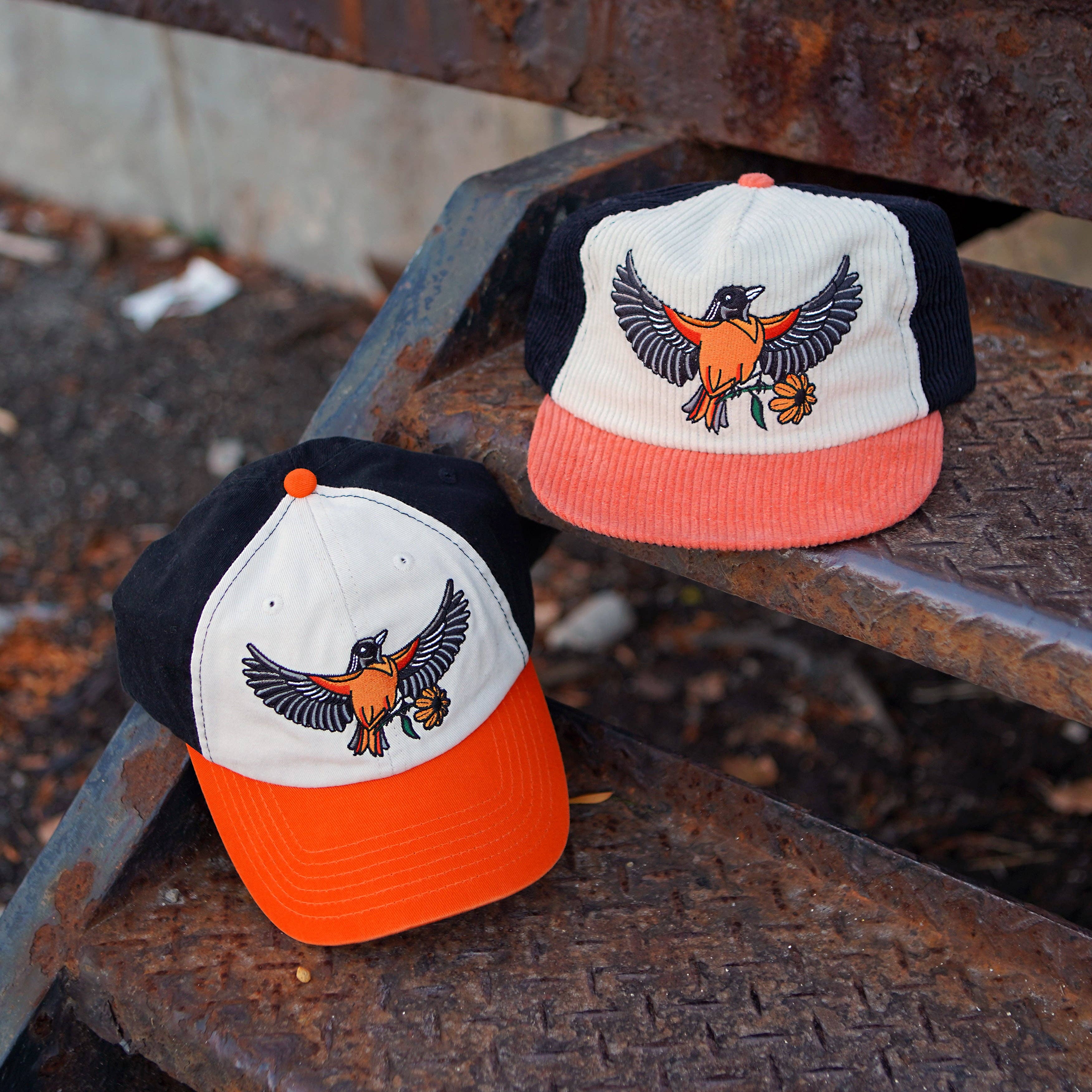 Stuntin Goods - Wholesale Flat Brim Cap - Unisex - Oriole Two-Tone Corduroy Hat7