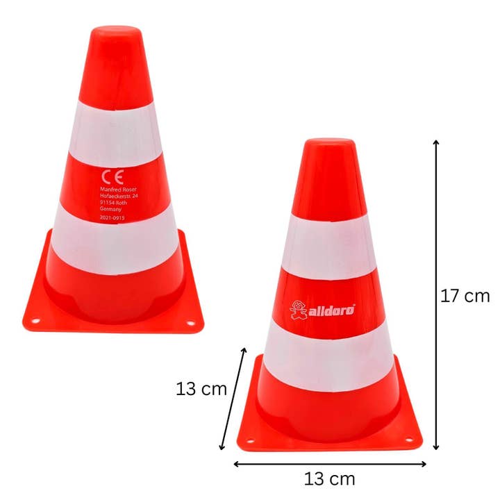 alldoro GmbH - Wholesale Toy Set - Kids - Set of 20 pylons, warning cones orange-white, each 17 x 13 x 13 cm