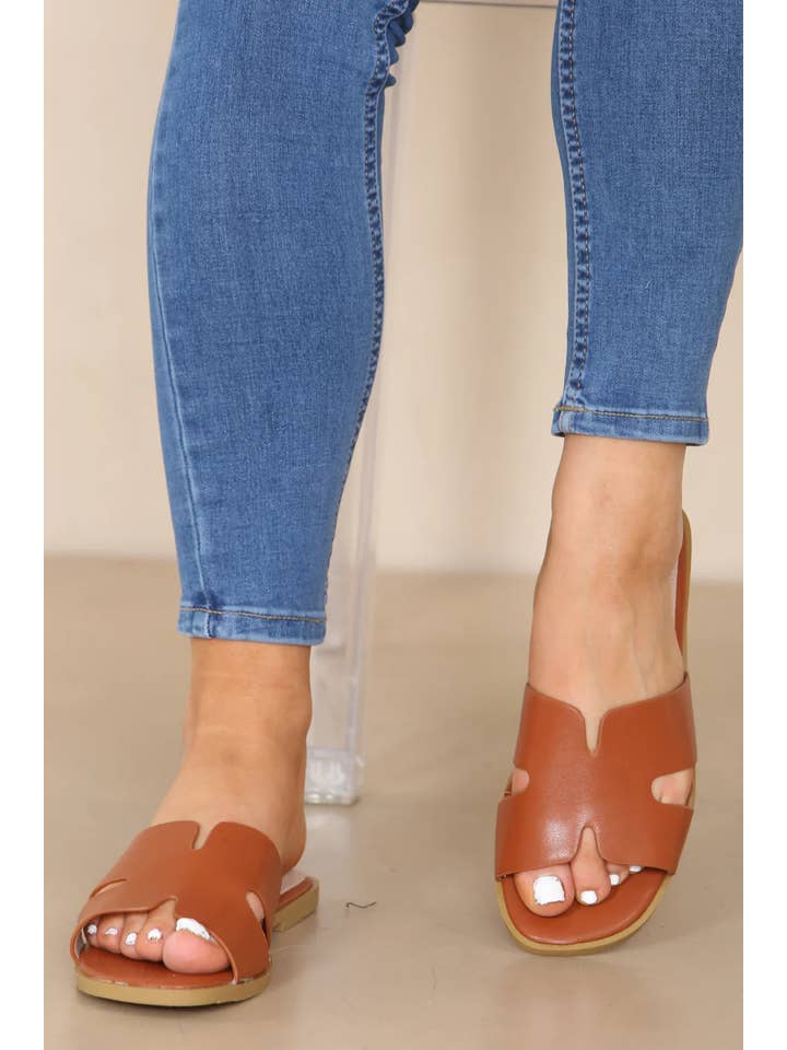 No Doubt Shoes – wholesale Sandals – Women's – WOMEN'S PU STRAP SUMMER FLAT FAUX LEATHER SANDALS 2