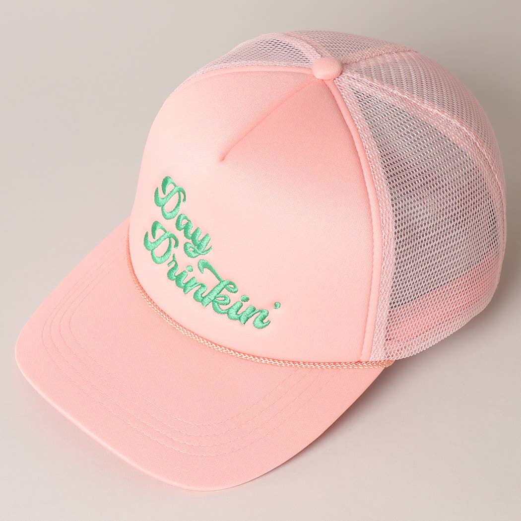 Fashion City - Wholesale Trucker Hat - Women's - Day Drinkin Texts Embroidery Mesh Back Trucker Hat11