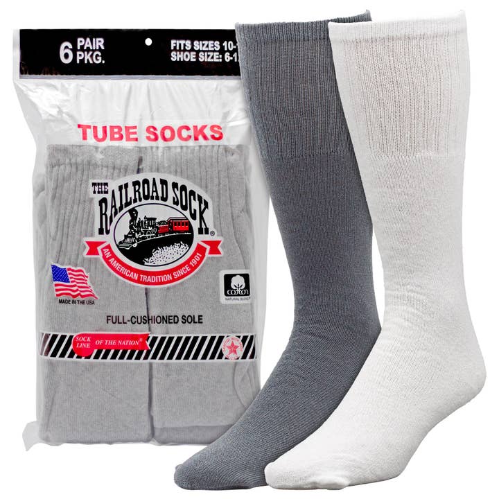 Men's Tube Socks (6pr) for wholesale by Railroad Sock llc