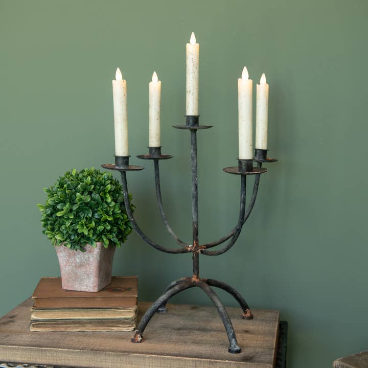 15.5" BLACK CANDELABRA TAPER CANDLE HOLDER for wholesale by Ragon House