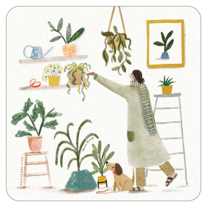 Dessous de verre "Nourris mon esprit" avec feuille pour la vente par On The Bright Side