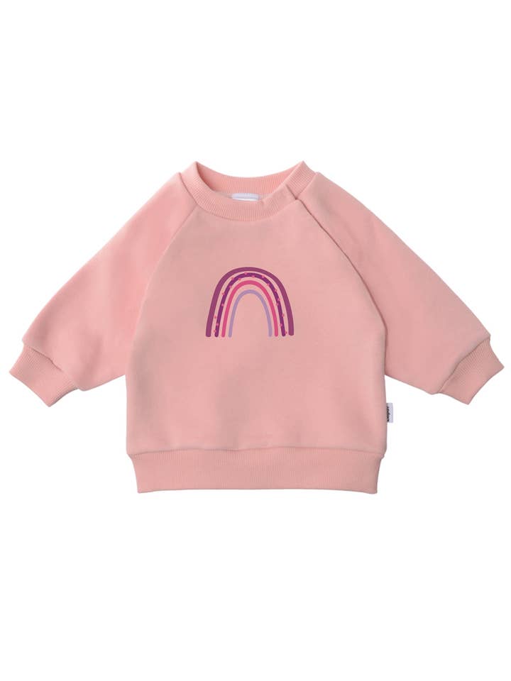 Felpa in rosa polvere con stampa "Arcobaleno" per la vendita all'ingrosso da parte di Liliput