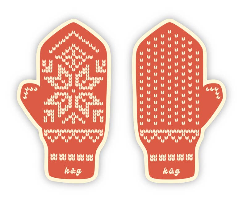 Knit & Gather - Wholesale Sticker - Norwegian Mitten Sticker Palm1