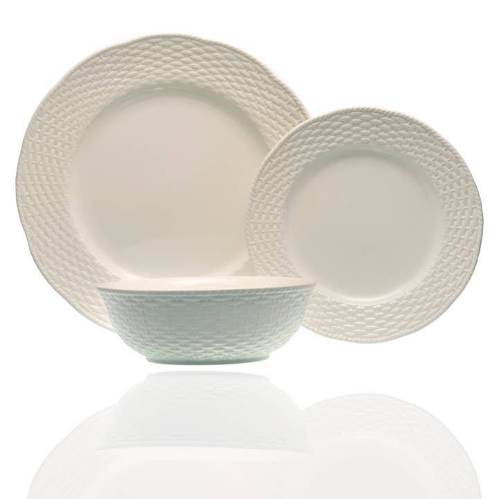 Nantucket White 18 Piece Dinnerware Set Service for 6 for wholesale by Red Vanilla Home