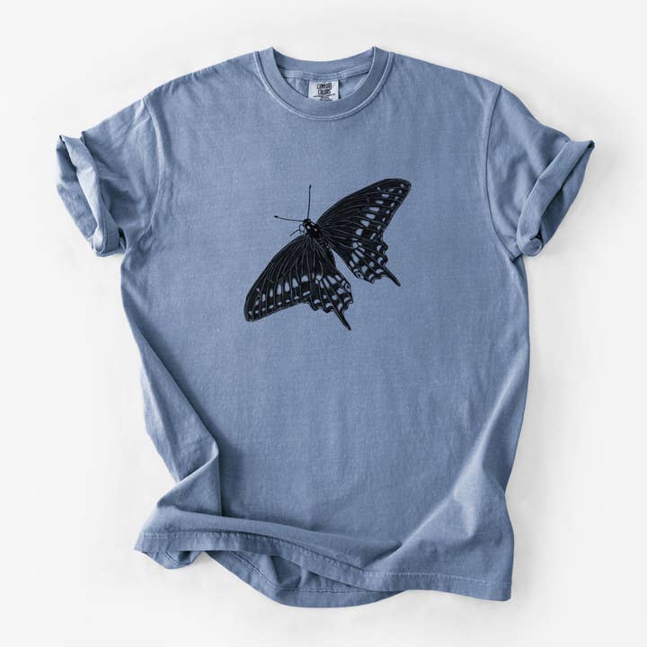 Black Swallowtail Butterfly - Papilio polyxenes - Unisex Comfort Colors Garment-Dyed Heavyweight T-shirt for wholesale by Because Tees