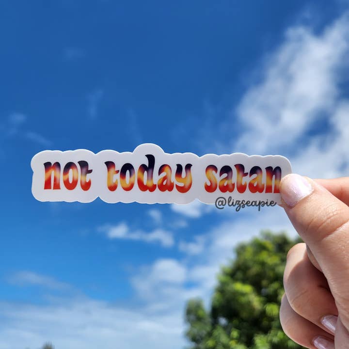 Not Today Satan Vinyl Sticker for wholesale by lizseapie