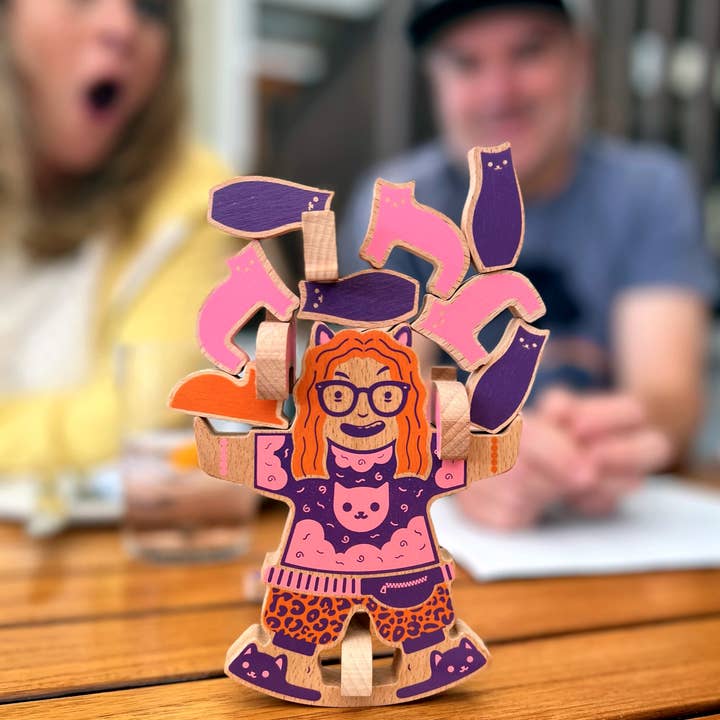 Fred & Friends - Wholesale Stacking Game - Crazy Cat Lady- Wooden Stacking Game4