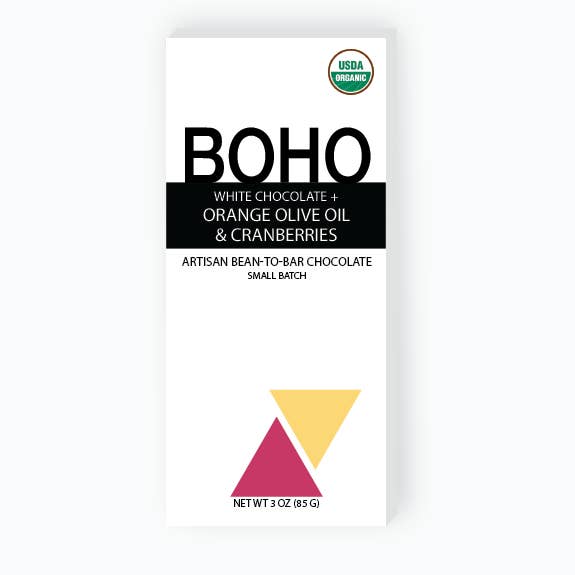 BOHO Chocolate - Wholesale Chocolate - White Chocolate + Orange Olive Oil + Cranberries - NEW! 0
