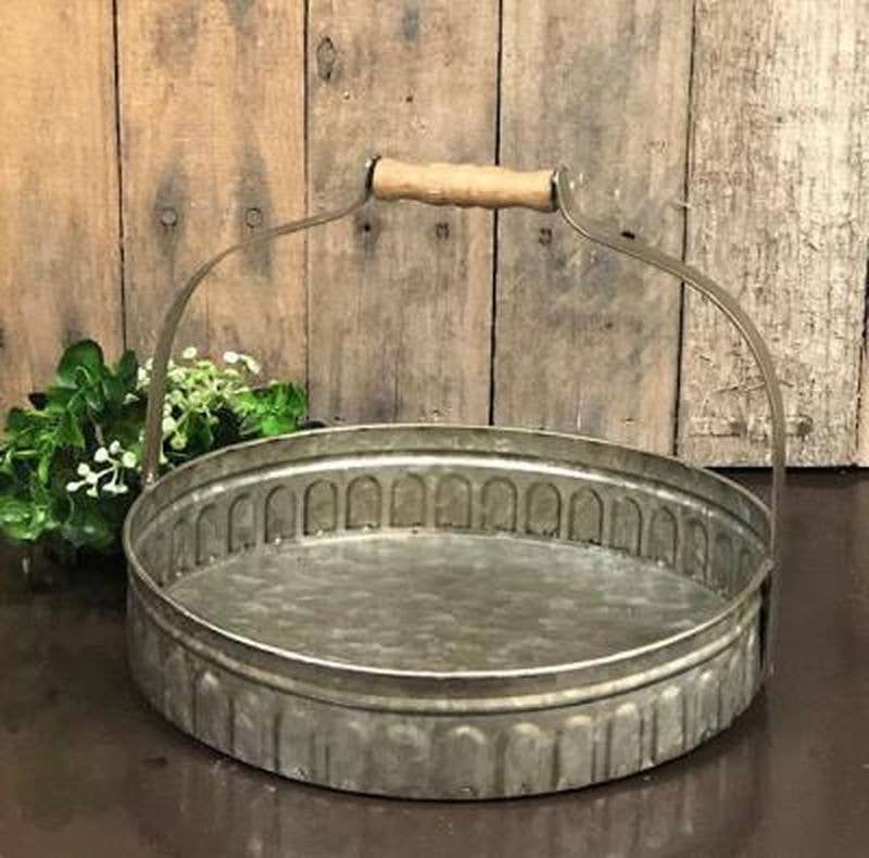 DNS Designs - Wholesale Decorative Tray - Galvanized Tray w/Handle0