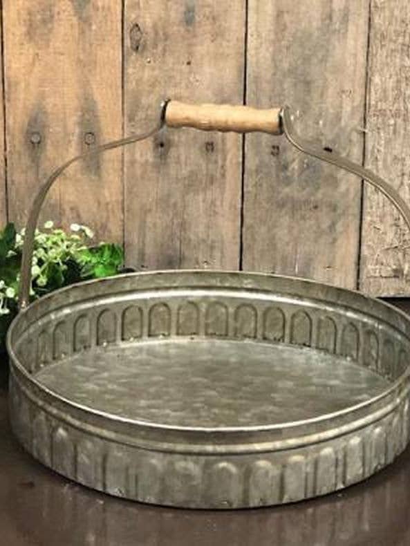Galvanized Tray w/Handle for wholesale by DNS Designs