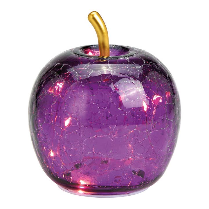 Apple with 10 LED with Timer made of Glass Dark Purple (W/H/D) 11x12x11cm for wholesale by Wurm