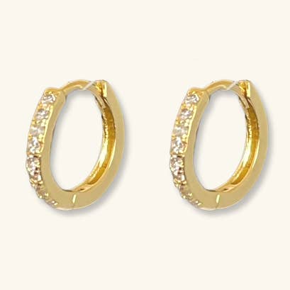 18k Gold-plated Thin Crystal Hoops for wholesale by Elyse Jewelry