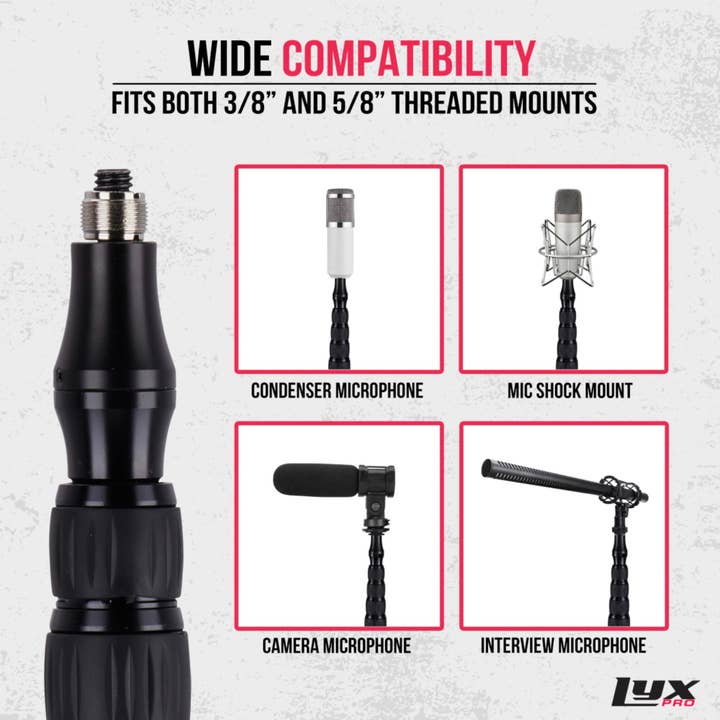 LyxPro - Wholesale Music Accessory - Boom Mic Pole, 5-Section Stretchable Shotgun Mic Pole4