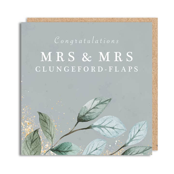 Carte de mariage amusante - 'Clungeford-Flaps' pour la vente par The Buddy Fernandez Card Company