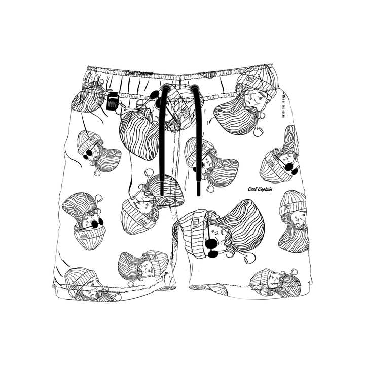 GUADELOUPE BOKSER HVID FLOK KAPTAJN SORT for engroshandel hos MOVE beachwear